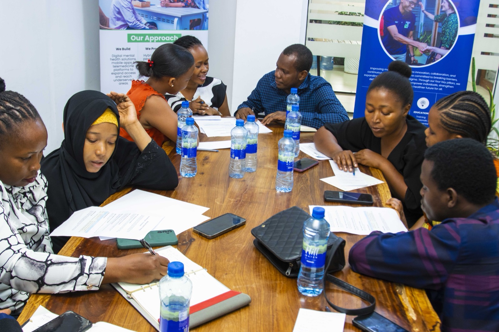 Training session, teachers and health workers, candid