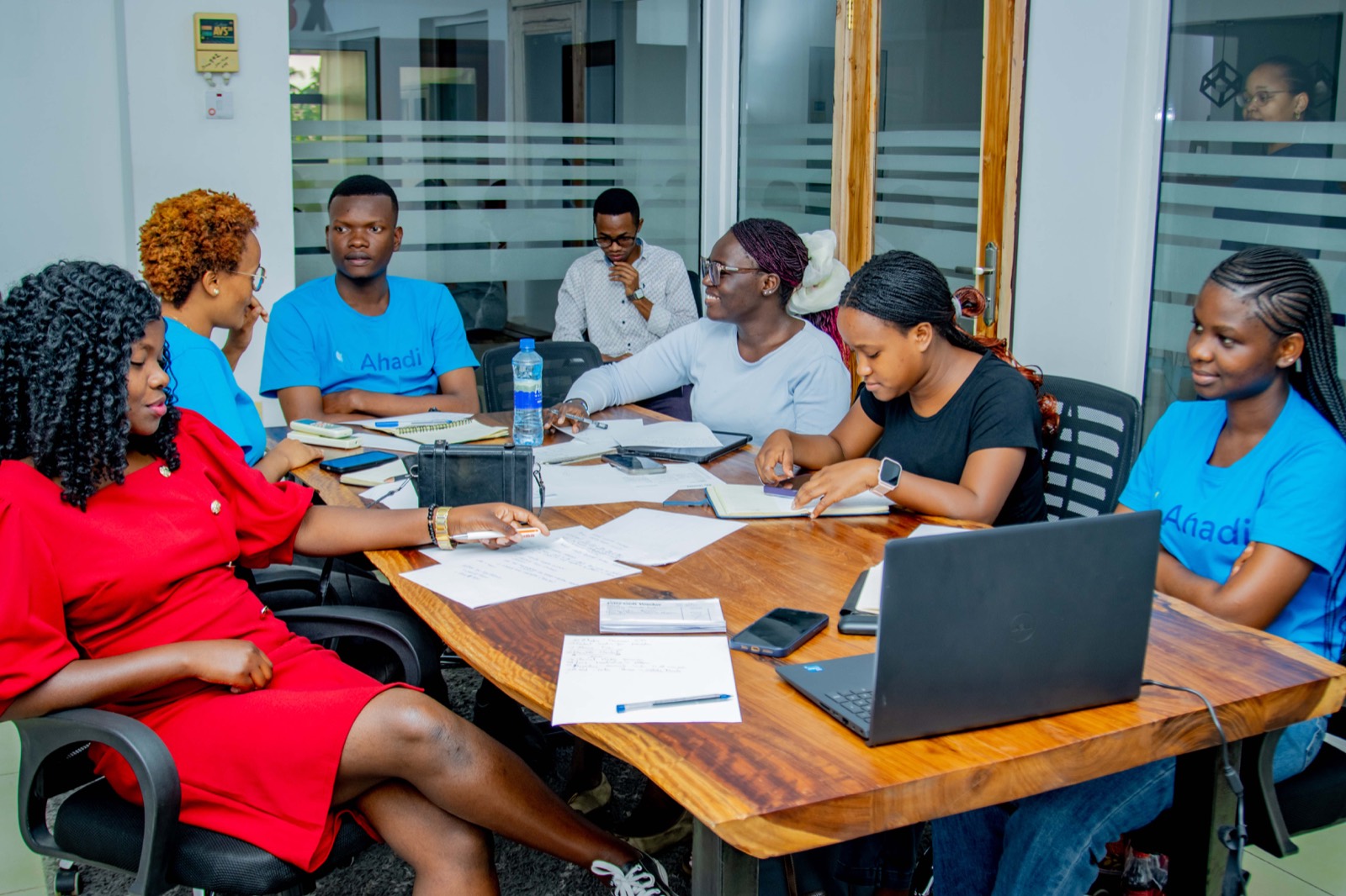 Youth Advisory Board members in session, candid, eye level
